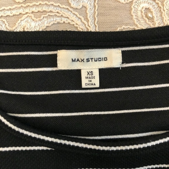 *MAX STUDIO* Black White Stripe Bell Sleeve Dress Size XS - Picture 7 of 7